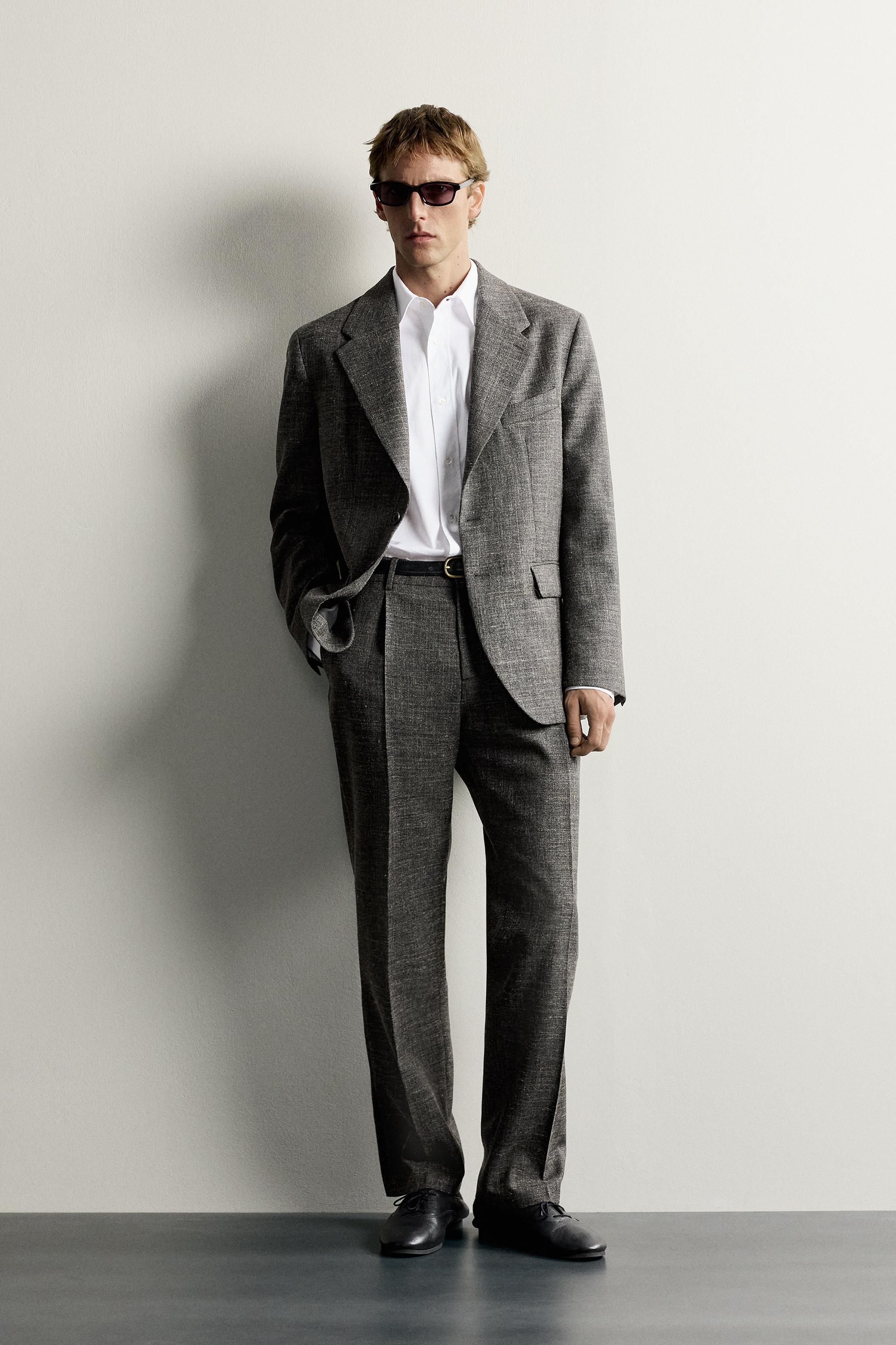 PANTALON DE COSTUME EN LAINE ET LIN AARON LEVINE X ZARA